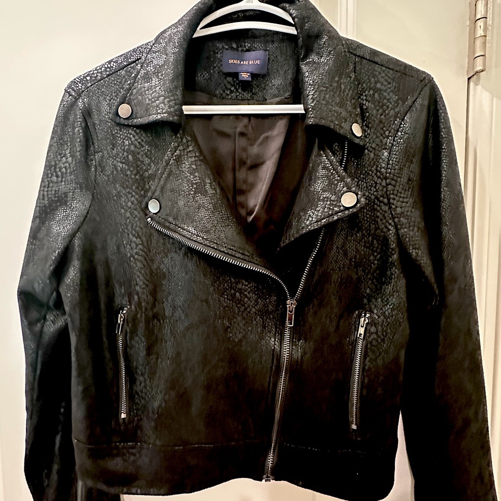Black embossed NWOT Moto Jacket